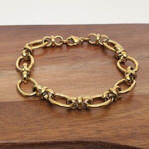 7" Womens 14K Gold Chain Link Style Bracelet 14 Karat Silver Jewelry NEW 7 inch